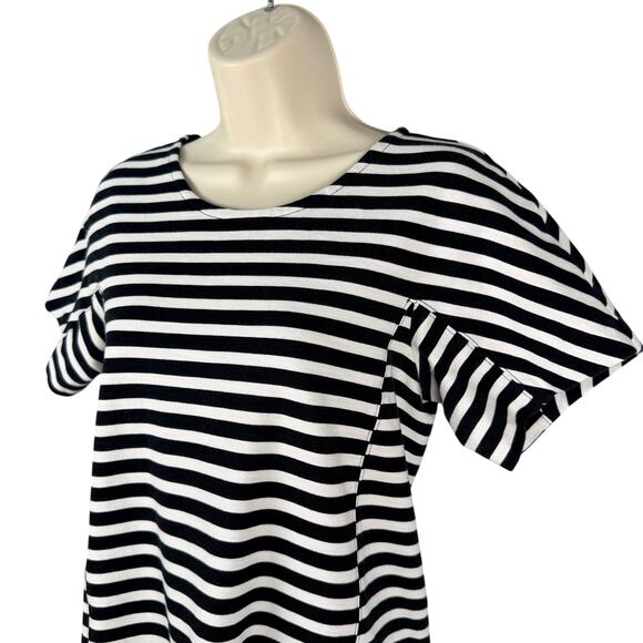 J Crew Dress Womens Small Black White Stripe Shift Seamed Cotton Stretch C6514 - Picture 4 of 16